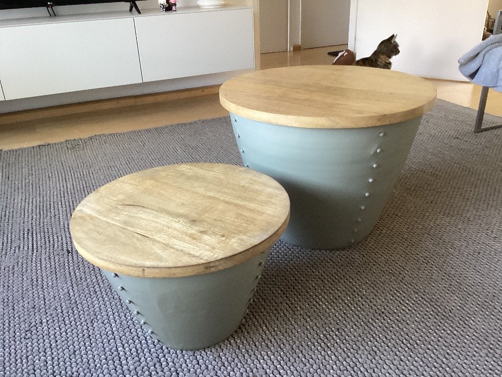 Twee tafeltjes, Minder dan 55 cm, Gebruikt, Rond, Modern