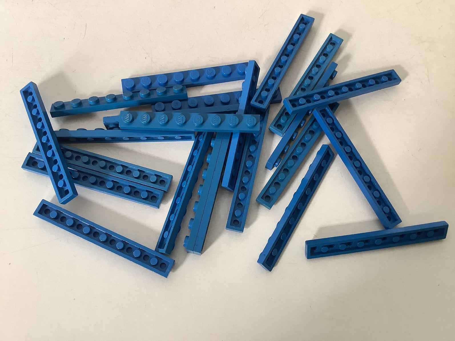 Lego plaat 1x8 blauw, Ophalen of Verzenden, Gebruikt, Losse stenen, Lego