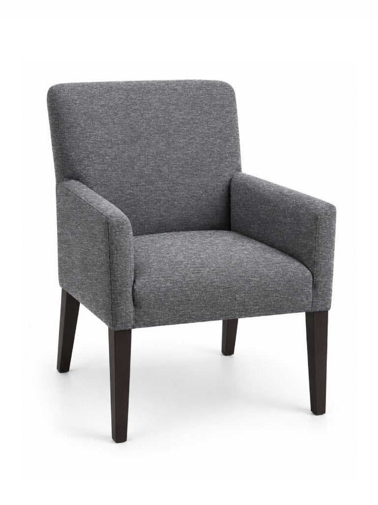 6 Grijze gestoffeerde eetkamerstoelen met armleuningen, Ophalen of Verzenden, Gebruikt, Grijs, Vijf, Zes of meer stoelen
