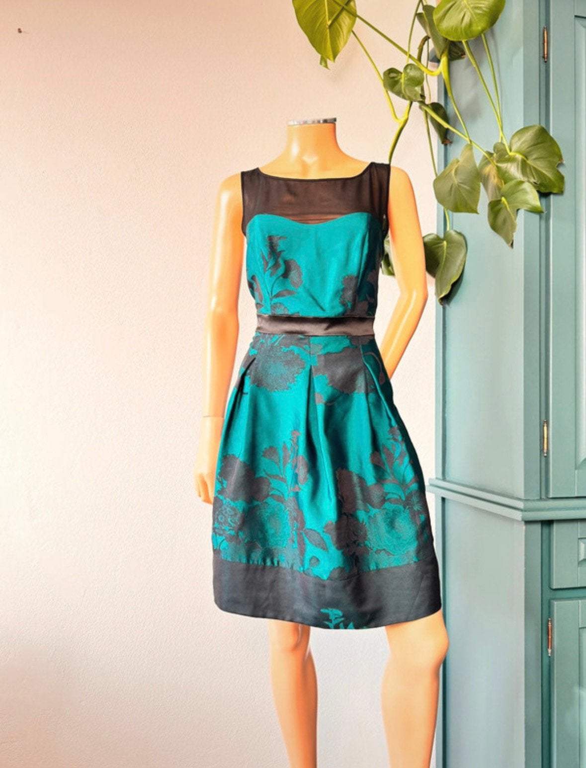 STEPS cocktailjurk maat 38 - groen - mesh - print, Maat 38/40 (M), Cocktailjurk, Ophalen of Verzenden, Zo goed als nieuw