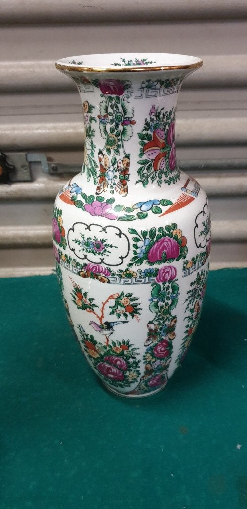 vaas chinees aardewerk, vlinders en vogels, Ophalen of Verzenden