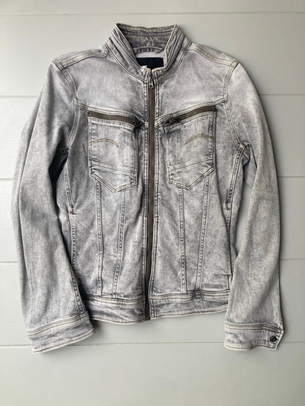 G-Star RAW spijkerjack, maat S, lichtgrijs, Ophalen of Verzenden, Gedragen, Maat 46 (S) of kleiner, Grijs