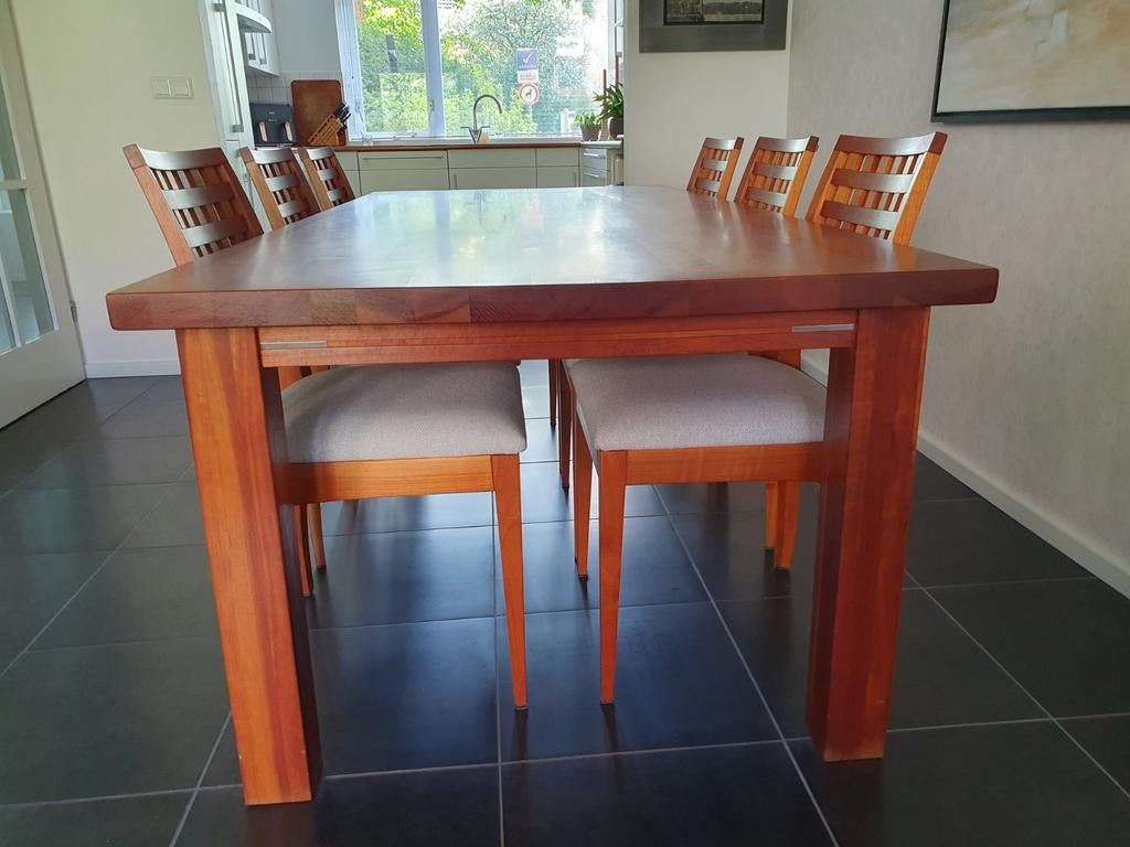 Design eethoek van massief kersenhout (in prijs verlaagd), Ophalen, Gebruikt, 100 tot 150 cm, Design