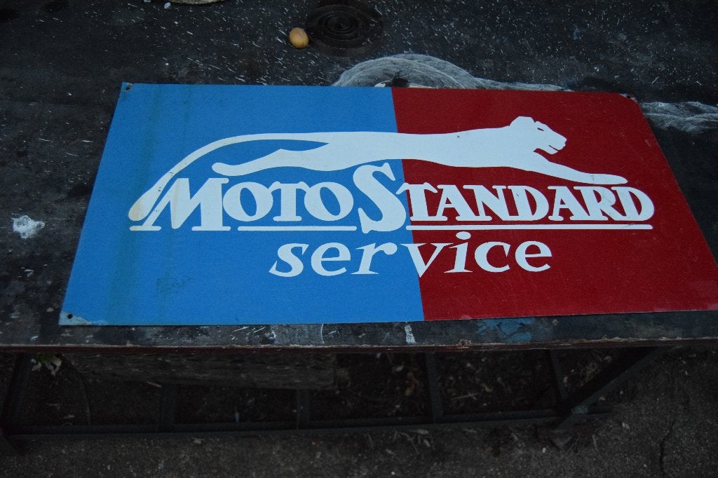 motostandaard reclame, frankrijk  jaren 30, Verzamelen, Merken en Reclamevoorwerpen, Ophalen of Verzenden, Gebruikt, Reclamebord