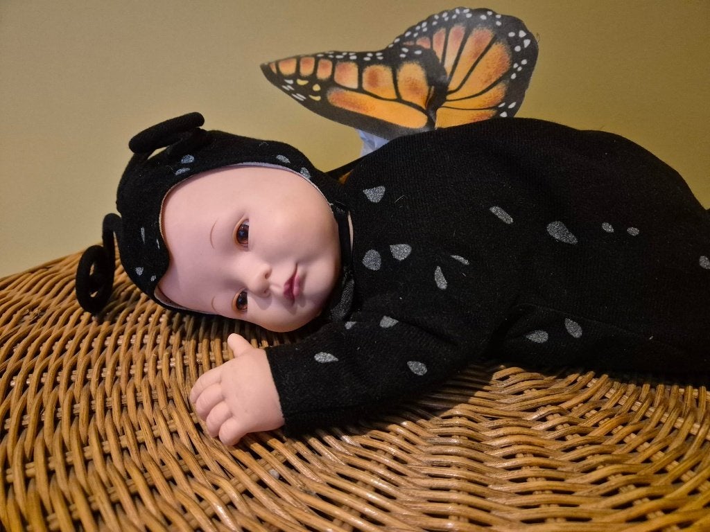 Anne Geddes slapende baby/vlinder vintage pop, Verzamelen, Poppen, Ophalen of Verzenden, Gebruikt, Pop