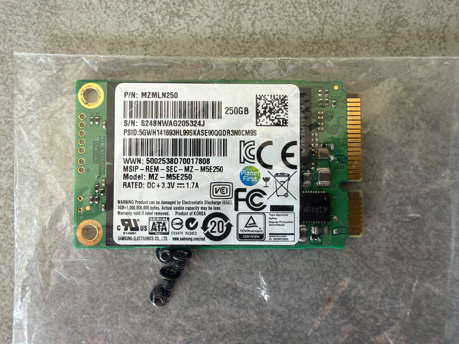 Samsung 850 EVO mSATA 250GB SSD, Intern, Gebruikt, Ophalen of Verzenden, Laptop