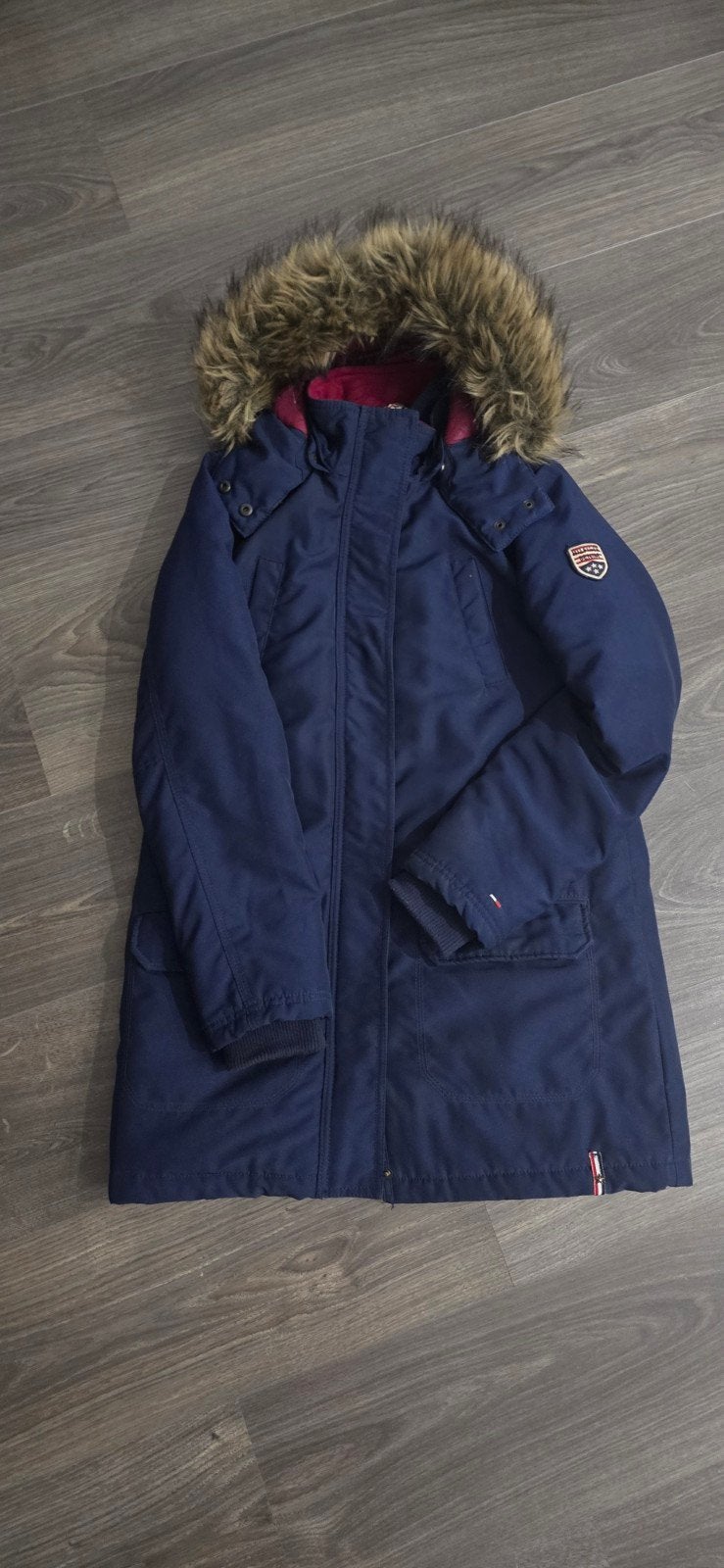 Tommy Hilfiger winterjas met bontkraag - Maat XS, Tommy Hilfiger, Ophalen, Maat 34 (XS) of kleiner, Blauw
