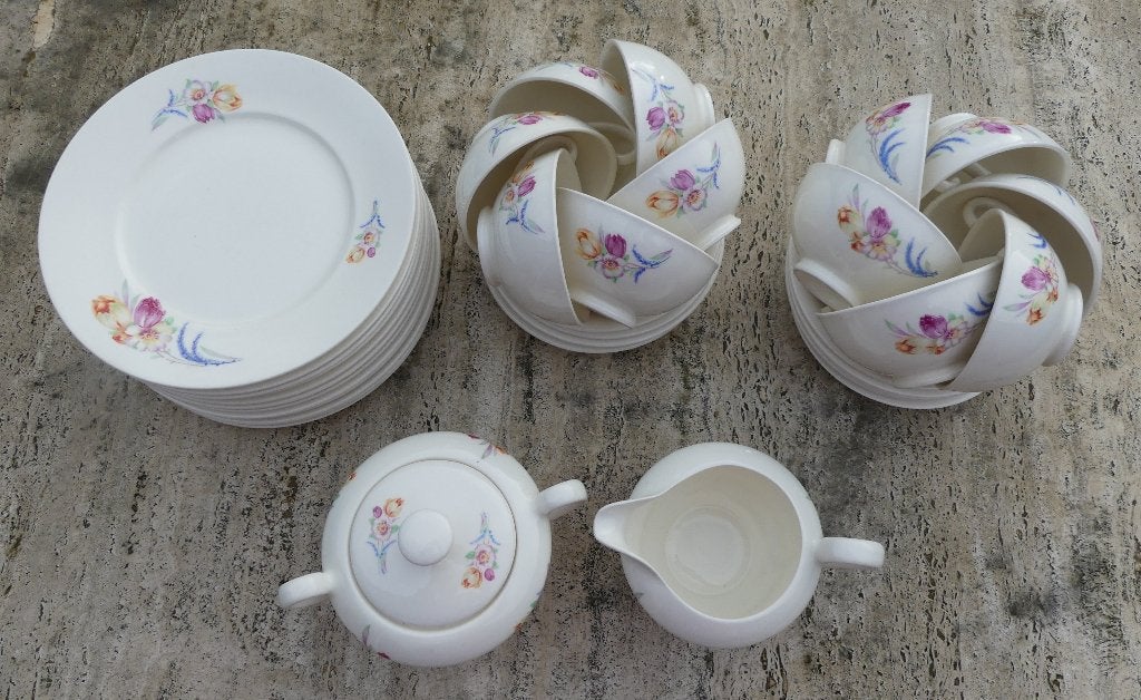 Mosa Tulpen Servies Ontbijtborden Kop en Schotels + Roomstel, Ophalen of Verzenden