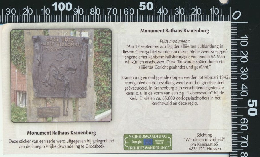 Sticker: Stichting Wandelen in Vrijheid - Kranenburg, Verzenden, Zo goed als nieuw, Bedrijf of Vereniging