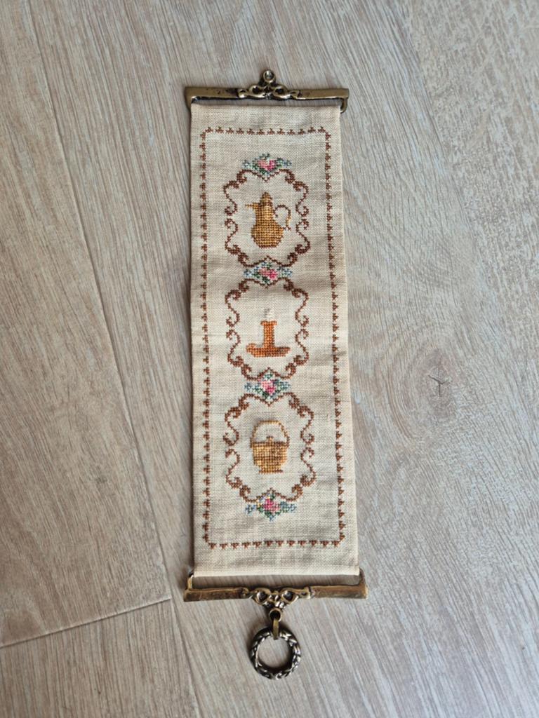 Vintage Schellenkoord met Geborduurde Motieven, Ophalen of Verzenden