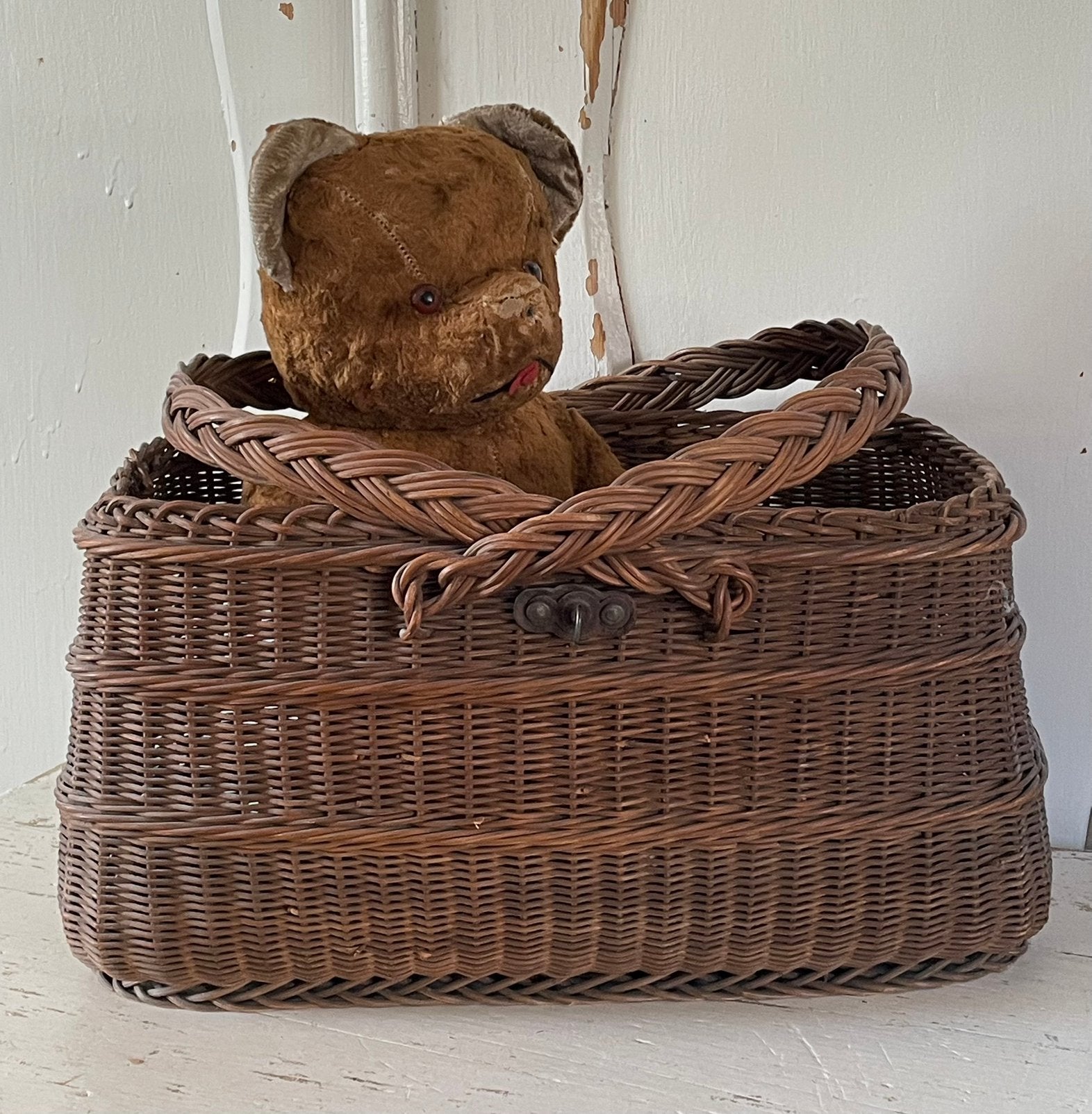 Brocante oud Frans spoormandje / perron mandje, Ophalen of Verzenden