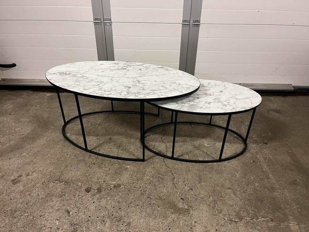 2 stuks nieuwe salontafels sets Marmerlook Tauro maxfurn, Ophalen, Nieuw, 75 cm of meer, 60 cm of meer