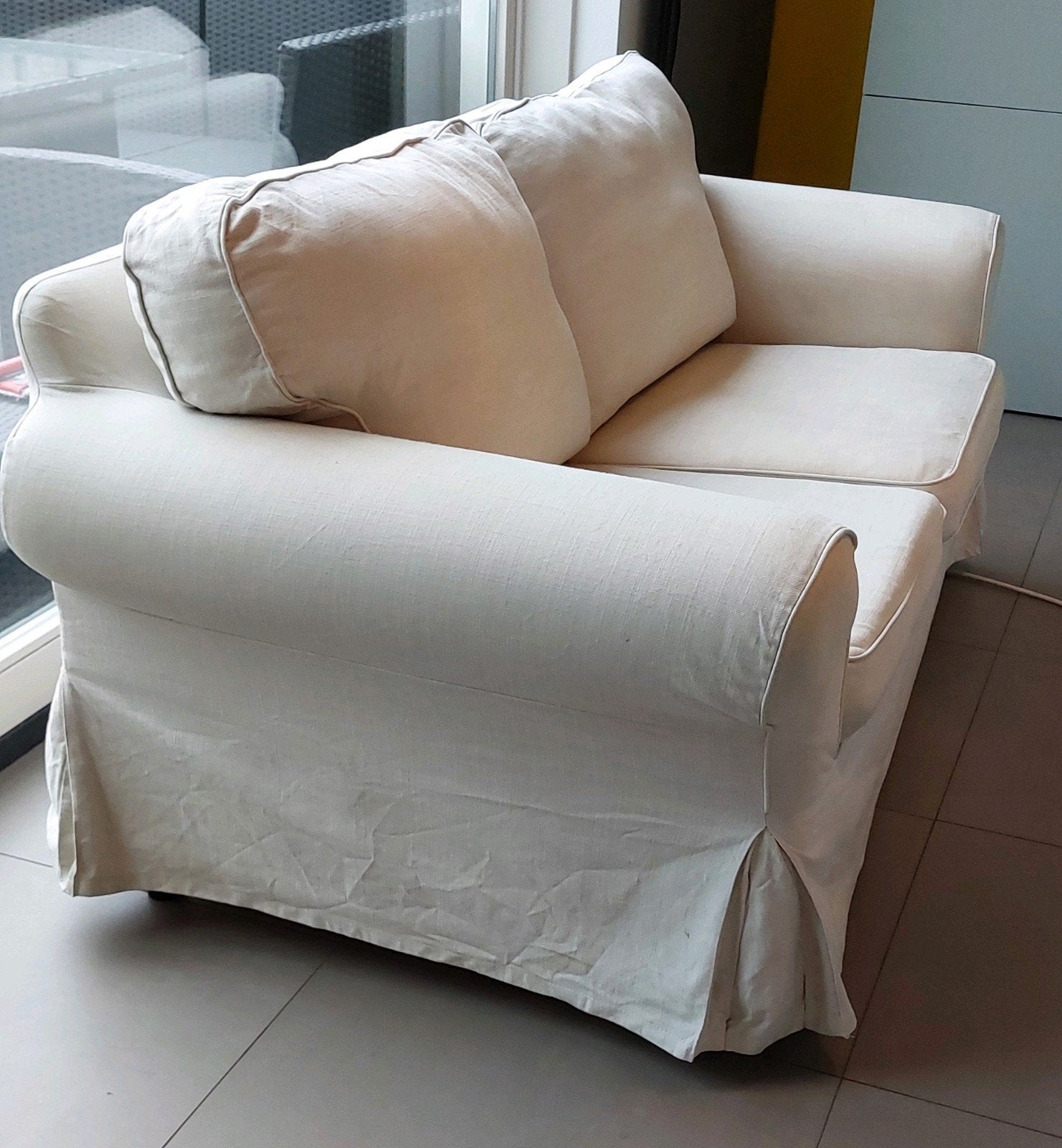Ikea Ektorp 2-zitsbank wit met wasbare hoes, Ophalen, Gebruikt, 150 tot 200 cm, Tweepersoons