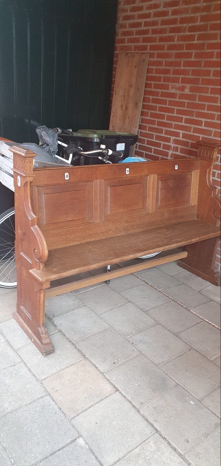 Eikenhouten Kerkbank uit Grote Kerk Zwolle (3 zitplaatsen), Antiek en Kunst, Ophalen