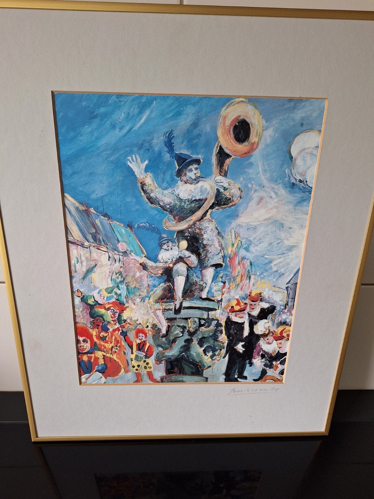 Crit Rousseau - Kleurrijke Carnaval zeefdruk, Antiek en Kunst, Ophalen of Verzenden