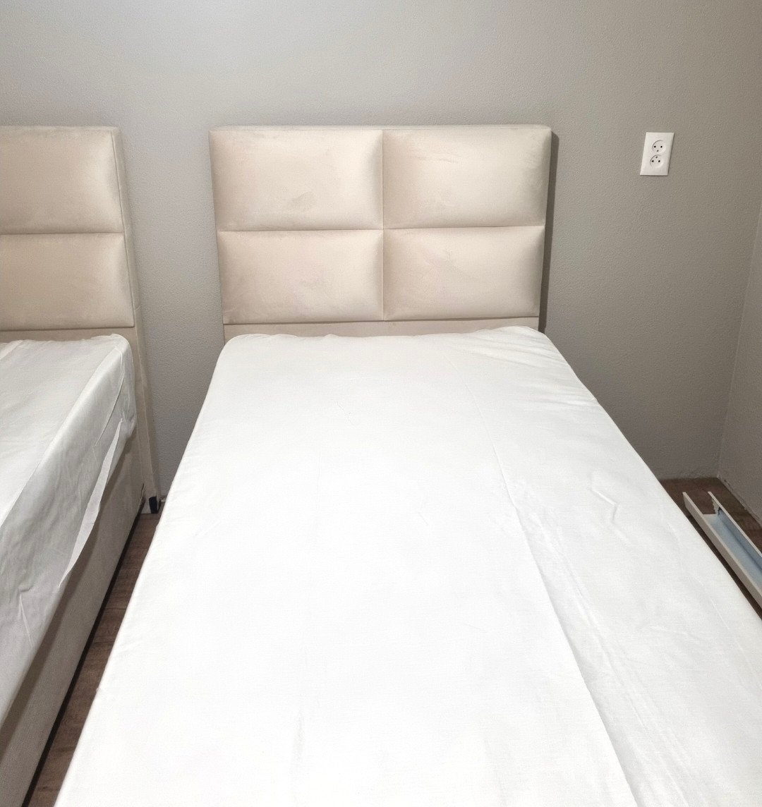 Boxspring, eenpersoonsbed, boxspring met berging, bed 90x200, Ophalen, 90 cm, Eenpersoons, Beige