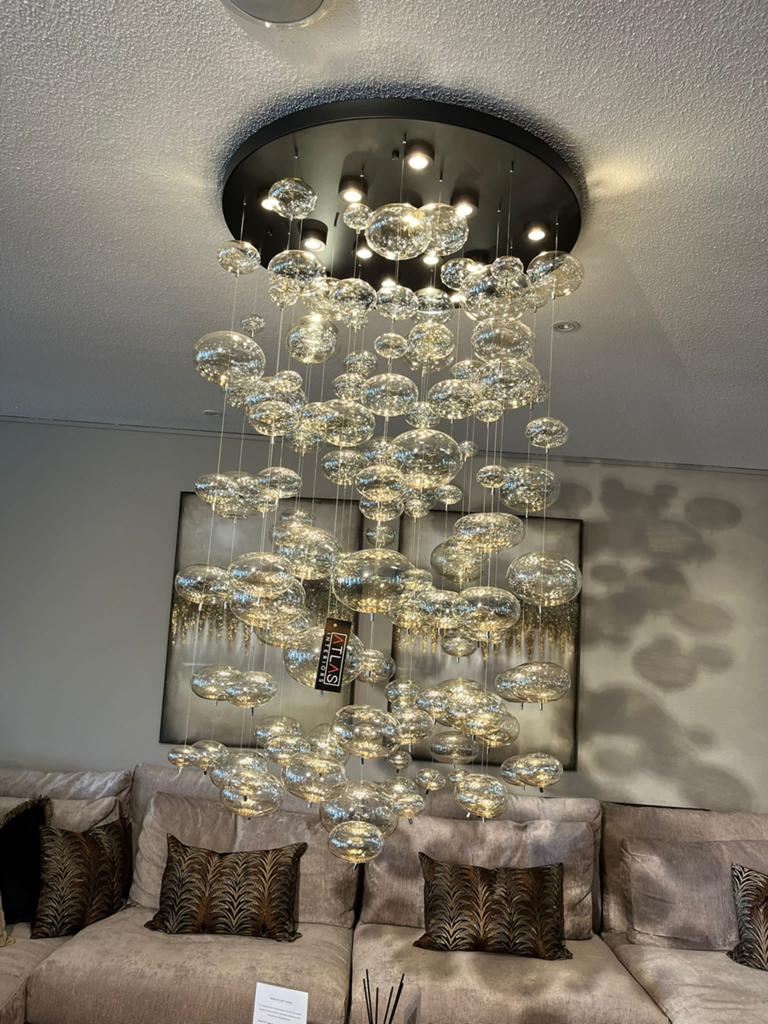 Hanglamp glazen bollen, Ophalen of Verzenden, Zo goed als nieuw, 50 tot 75 cm