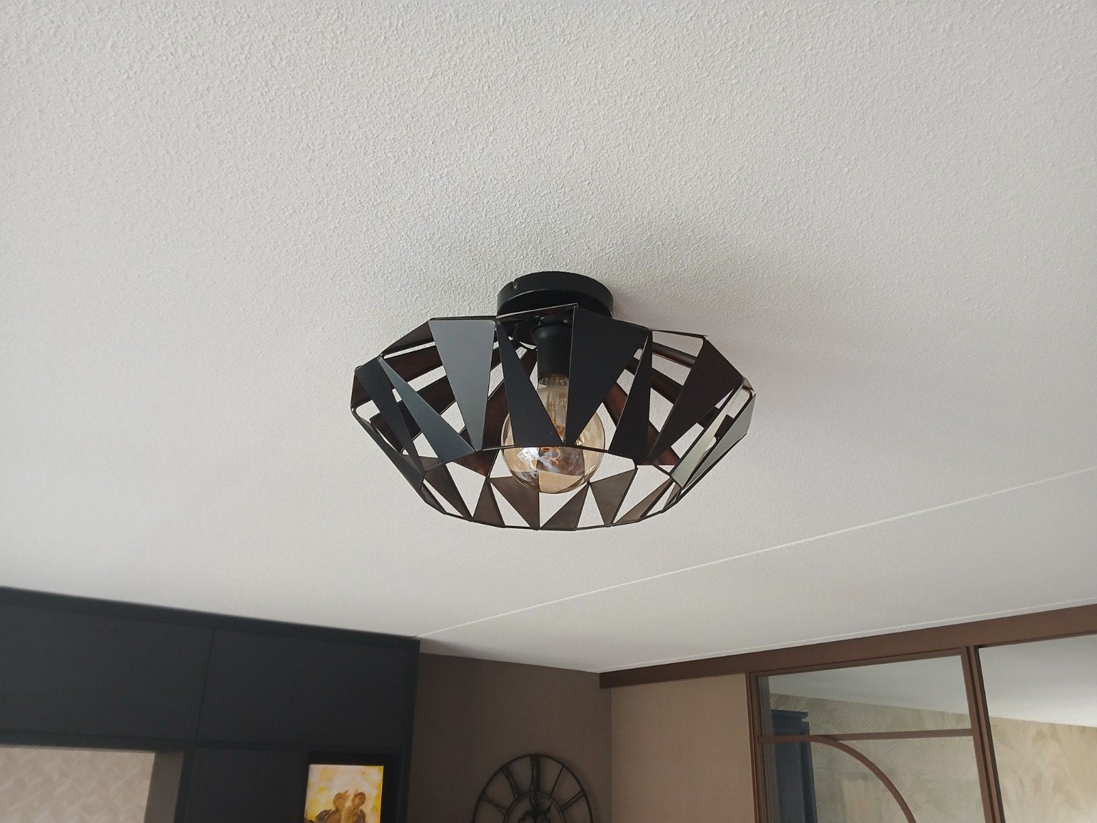 Eglo Carlton Plafondlamp - Zwart/Bruin met brons, Ophalen of Verzenden, Zo goed als nieuw