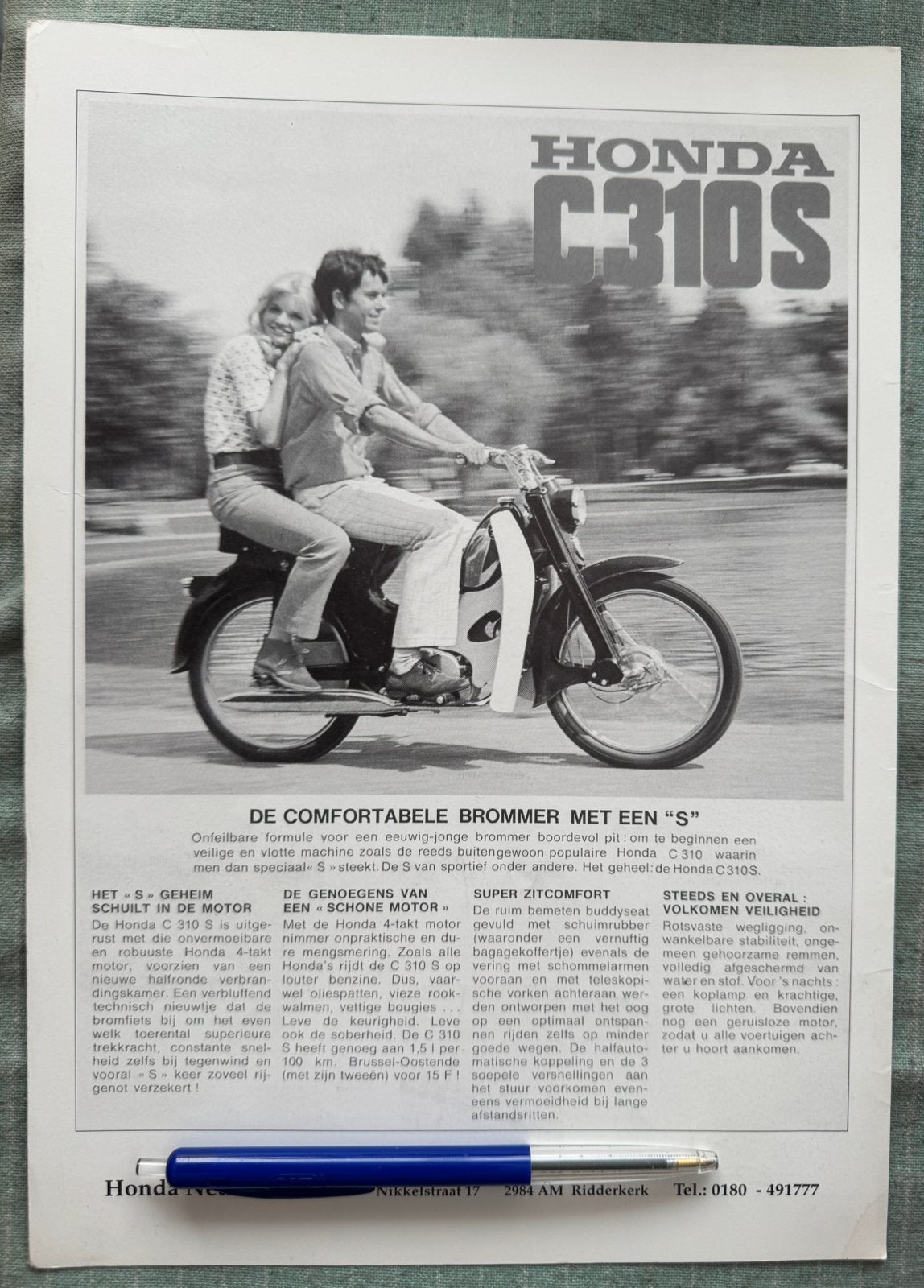 Knipsel met oude advertentie van Honda C310S, Ophalen of Verzenden, Zo goed als nieuw, Motoren