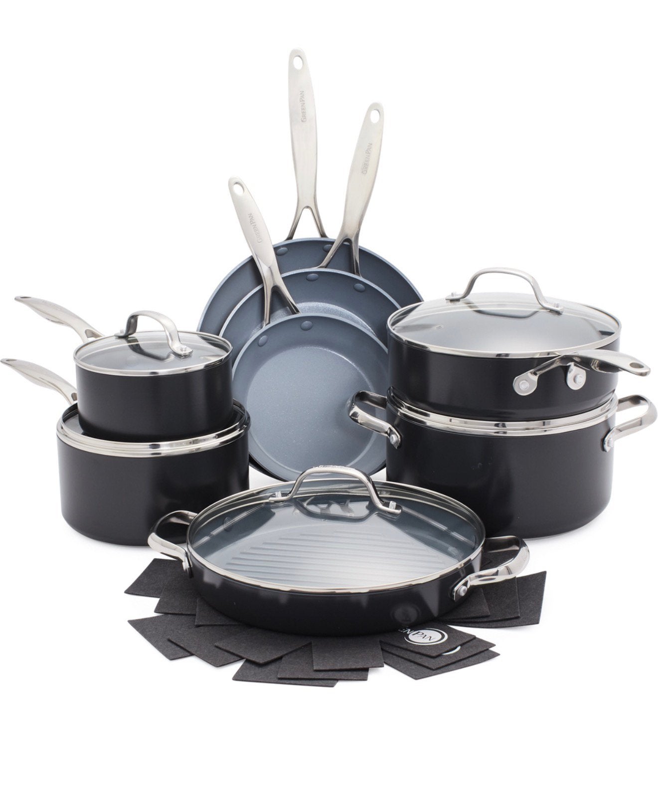 Greenpan Valencia Pro -15 delige keramische pannenset, Ophalen, Zo goed als nieuw, Rvs, Pannenset