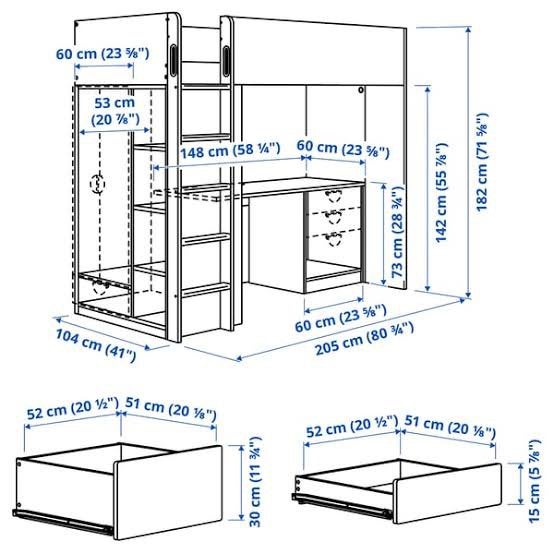 Hoogslaper Ikea Smastad, Eenpersoons, Ophalen of Verzenden, Zo goed als nieuw, 90 cm