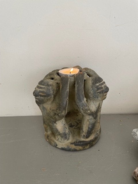 Vriendenkring sculptuur terracotta kandelaar. Circle of life, Ophalen