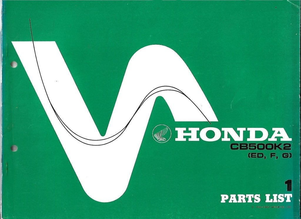 Honda CB500 K2 Parts List ED F G (6144z) motor, Motoren, Verzenden, Honda