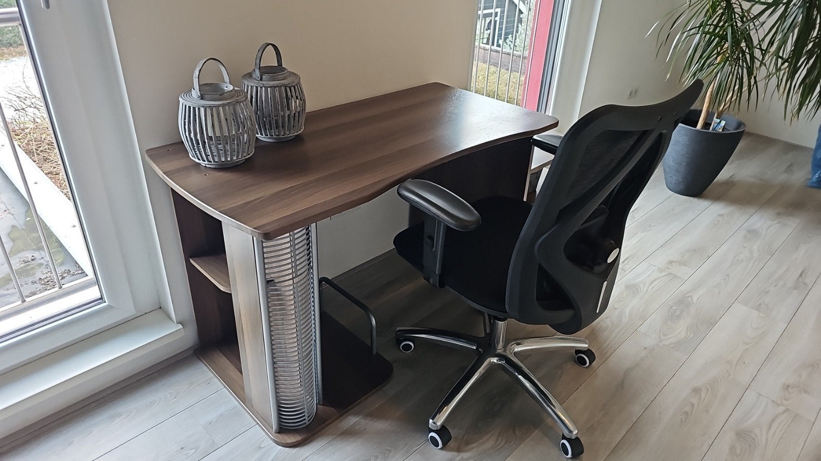 Praktisch bureau buro, Ophalen, Opbergruimte, Gebruikt, Hout