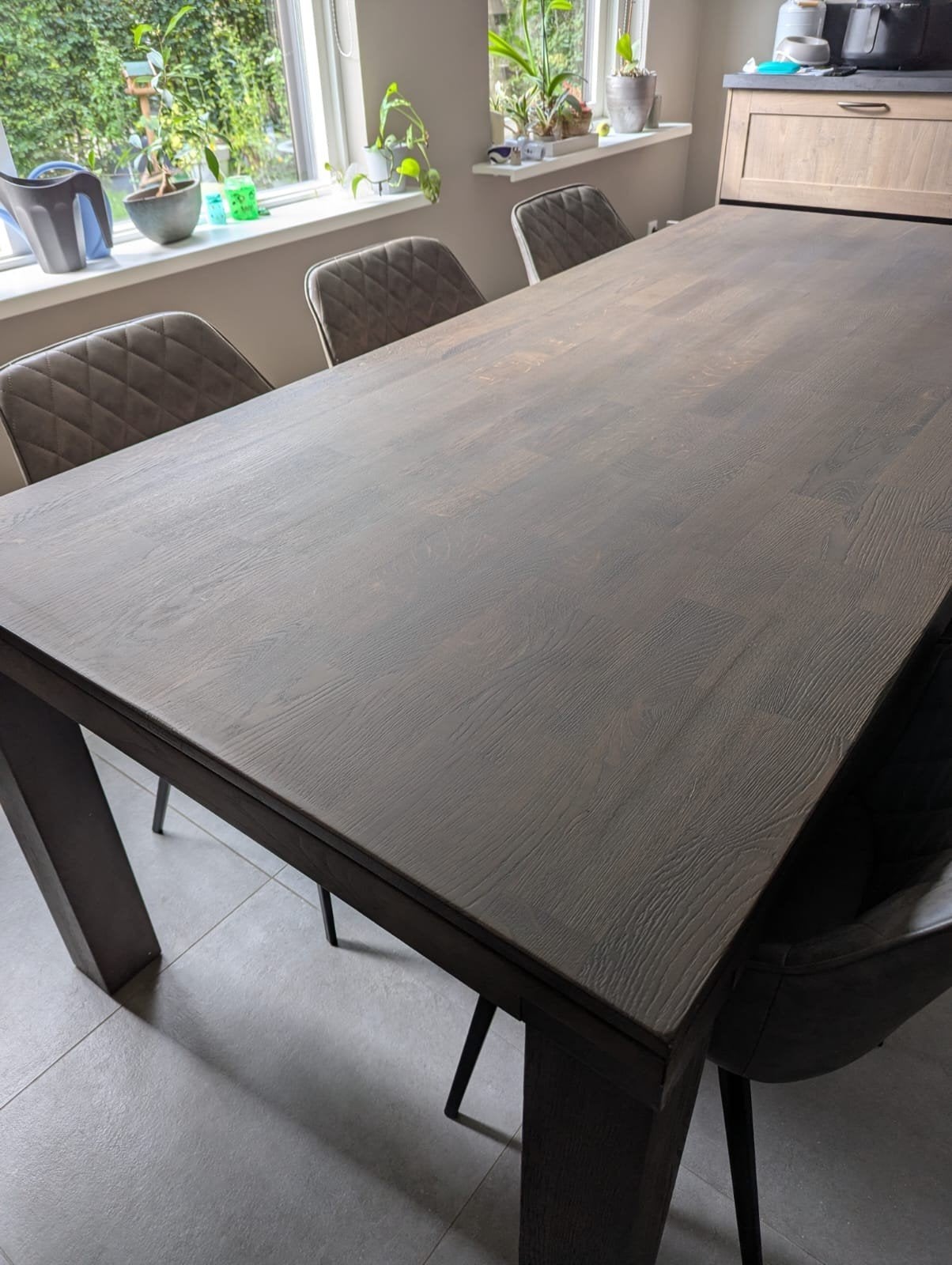 Prachtige eettafel 220*100 cm, Ophalen, 100 tot 150 cm, Eikenhout, Zo goed als nieuw