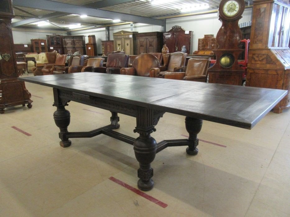 Oer 10513 grote ANTIEKE eiken uittrektafel L=275,5 cm, Ophalen