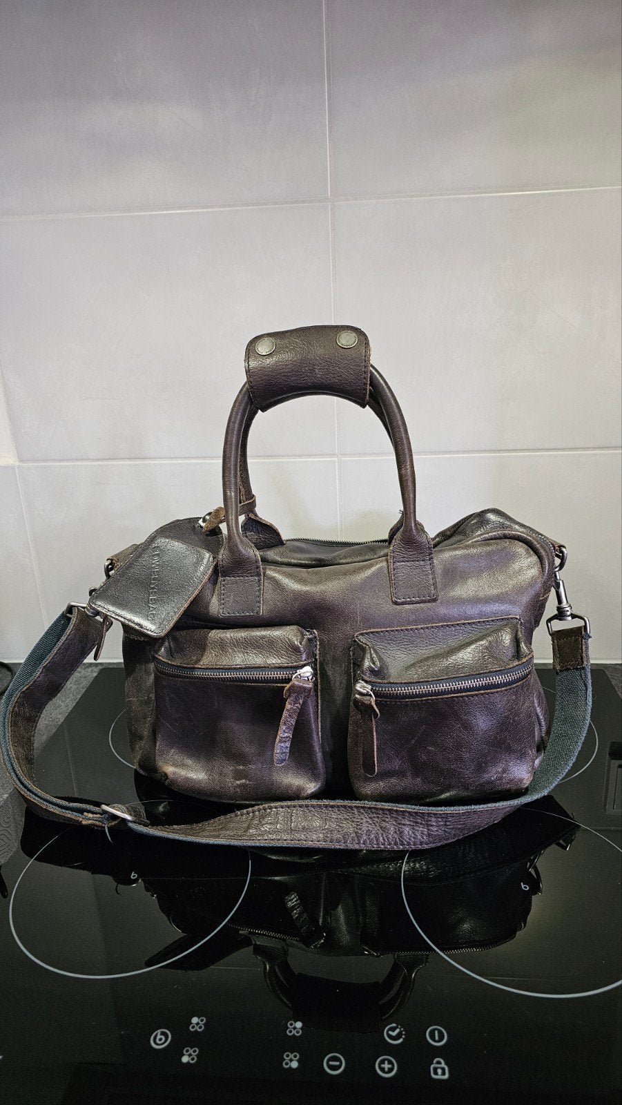 Cowboysbag Leren Handtas/Schoudertas - Blauw, Ophalen of Verzenden, Gebruikt, Bruin, Handtas