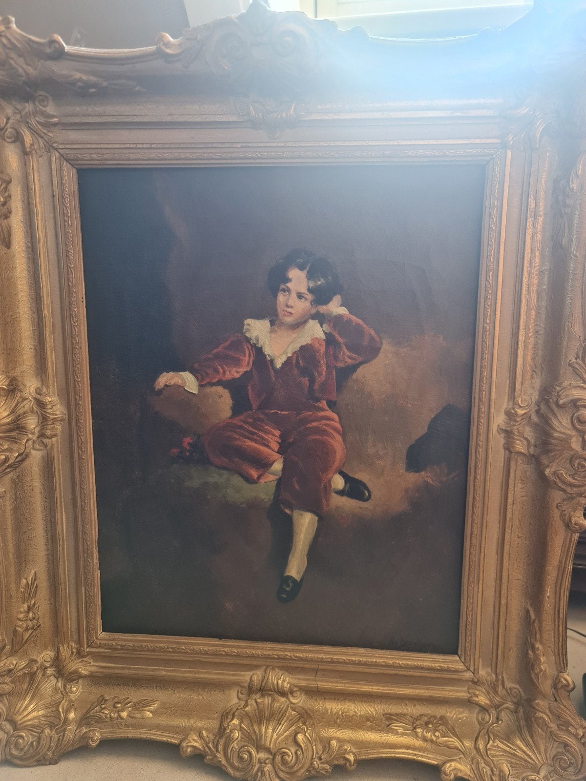 Antiek schilderij met Antieke lijst gesigneerd h v Leeuwen, Ophalen