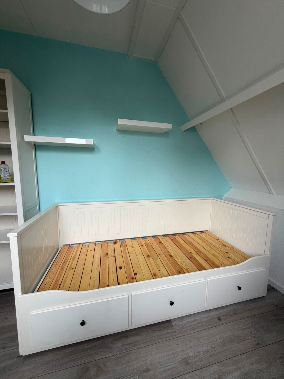 Eenpersoonsbed wit met opberglades - 80x200 cm, Ophalen, Gebruikt, 90 cm, Eenpersoons