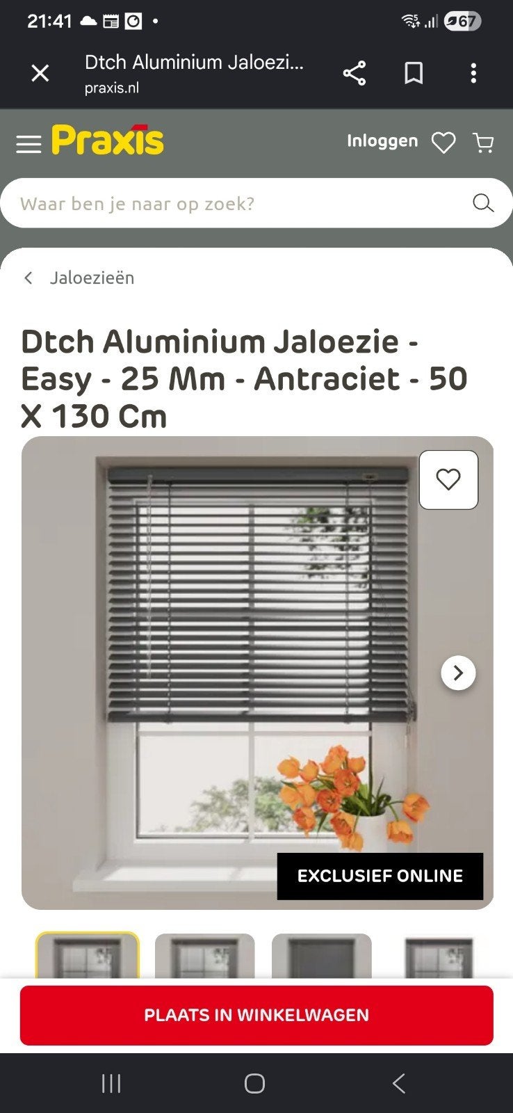 Antraciet grijze jaloezie 50x130 cm, 100 tot 150 cm, Nieuw, Grijs, 50 tot 100 cm