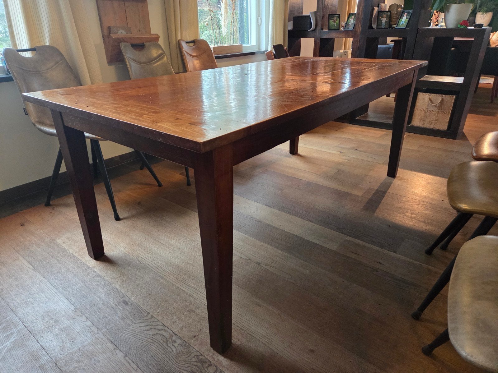 Robuuste eettafel met lades - 200x95x78 cm, Ophalen, 200 cm of meer, 50 tot 100 cm, Zo goed als nieuw