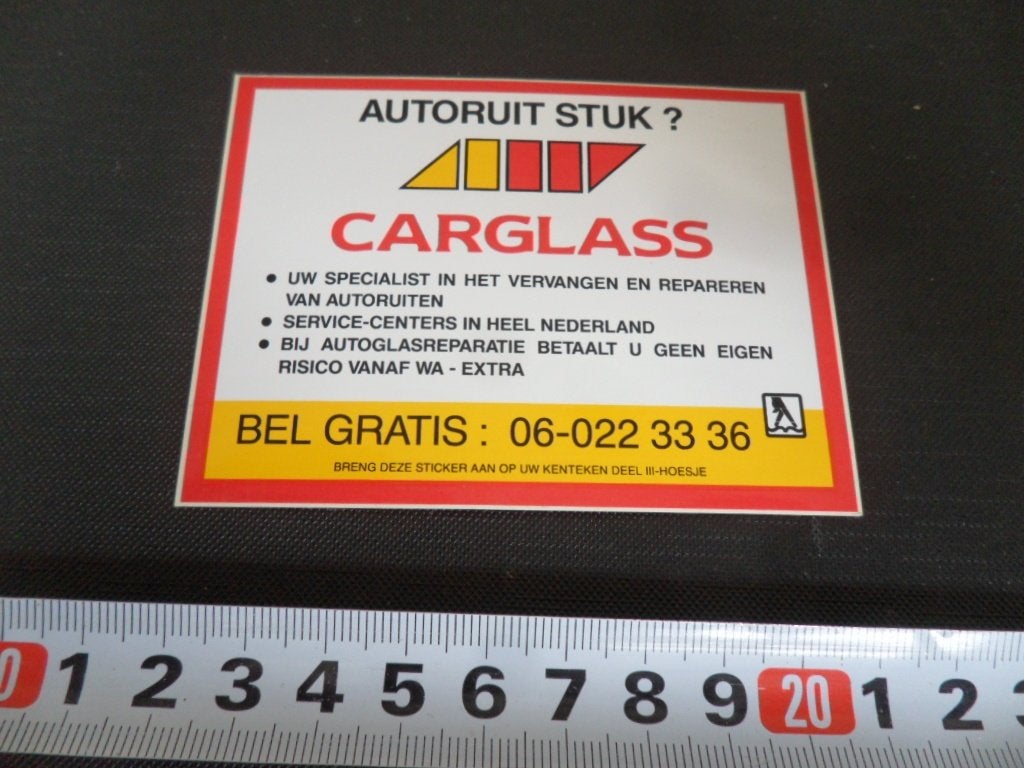 sticker Autoruit stuk ?  CARGLASS 06-0223336, Verzamelen, Stickers, Ophalen, Zo goed als nieuw