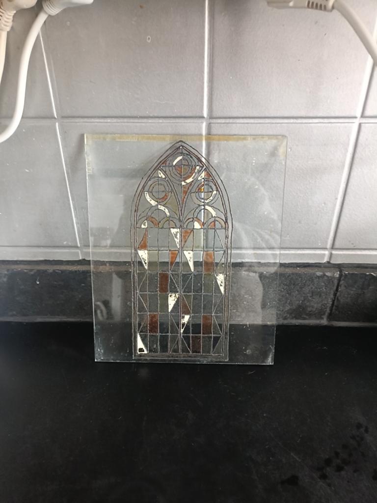 Glas in lood raampje 26 bij 21 cm, Doe-het-zelf en Verbouw, Glas en Ramen, Ophalen of Verzenden, Minder dan 80 cm, Glas in lood