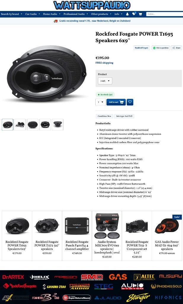 Rockford Fosgate POWER T1693 Speakers 6x9''ovaal Hoedenplank, Auto diversen, Audio Design, Nieuw, Am Breilingsweg 3, 76709 Kronau, Duitsland