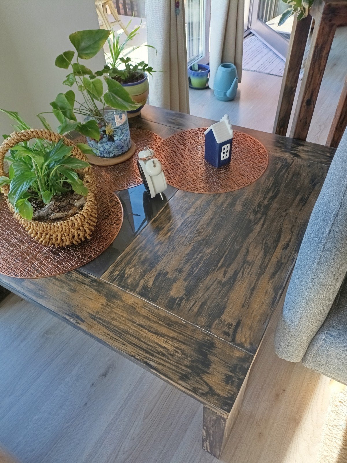houten hoektafel, Huis en Inrichting, Ophalen, Zo goed als nieuw, Rechthoekig