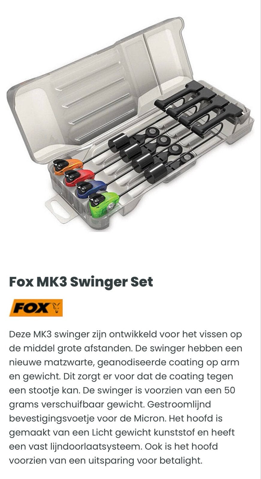 Fox MK3 Swinger Set met Beta Lights Tritium, Ophalen of Verzenden, Gebruikt, Overige typen