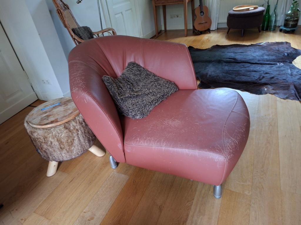 Leolux chaise longues leer, Ophalen, Gebruikt, Eenpersoons, Leer
