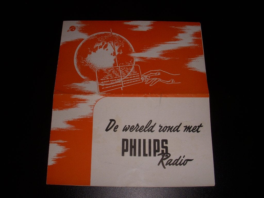 MOOIE folder De Wereld rond met Philips Radio mei 1950, Boeken, Gelezen, Philips radio, Folder, Ophalen of Verzenden