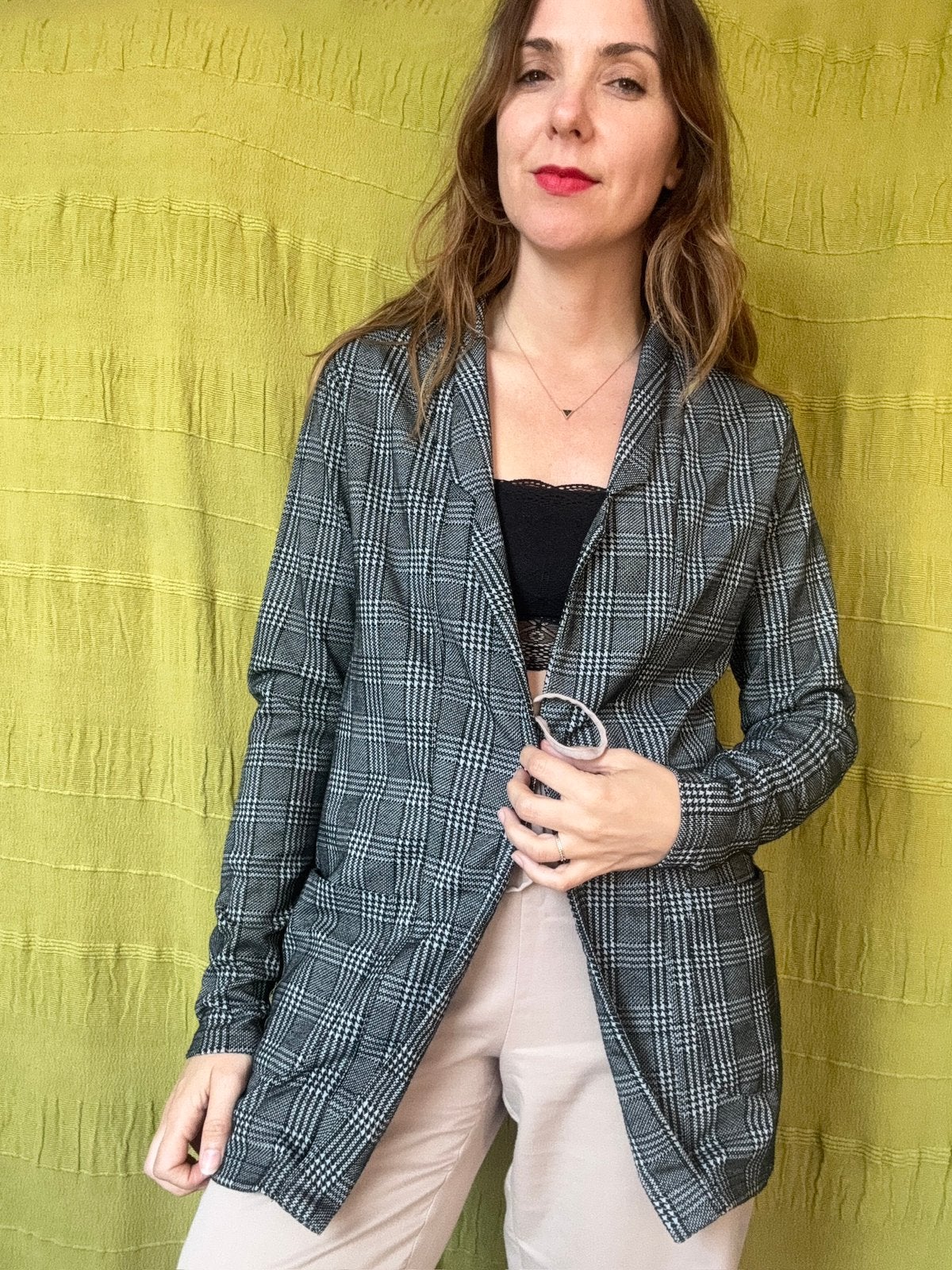Blazer/vest - grijs - geruit / ruitjes - 38/M/medium, Maat 38/40 (M), Hgv, Ophalen of Verzenden, Grijs