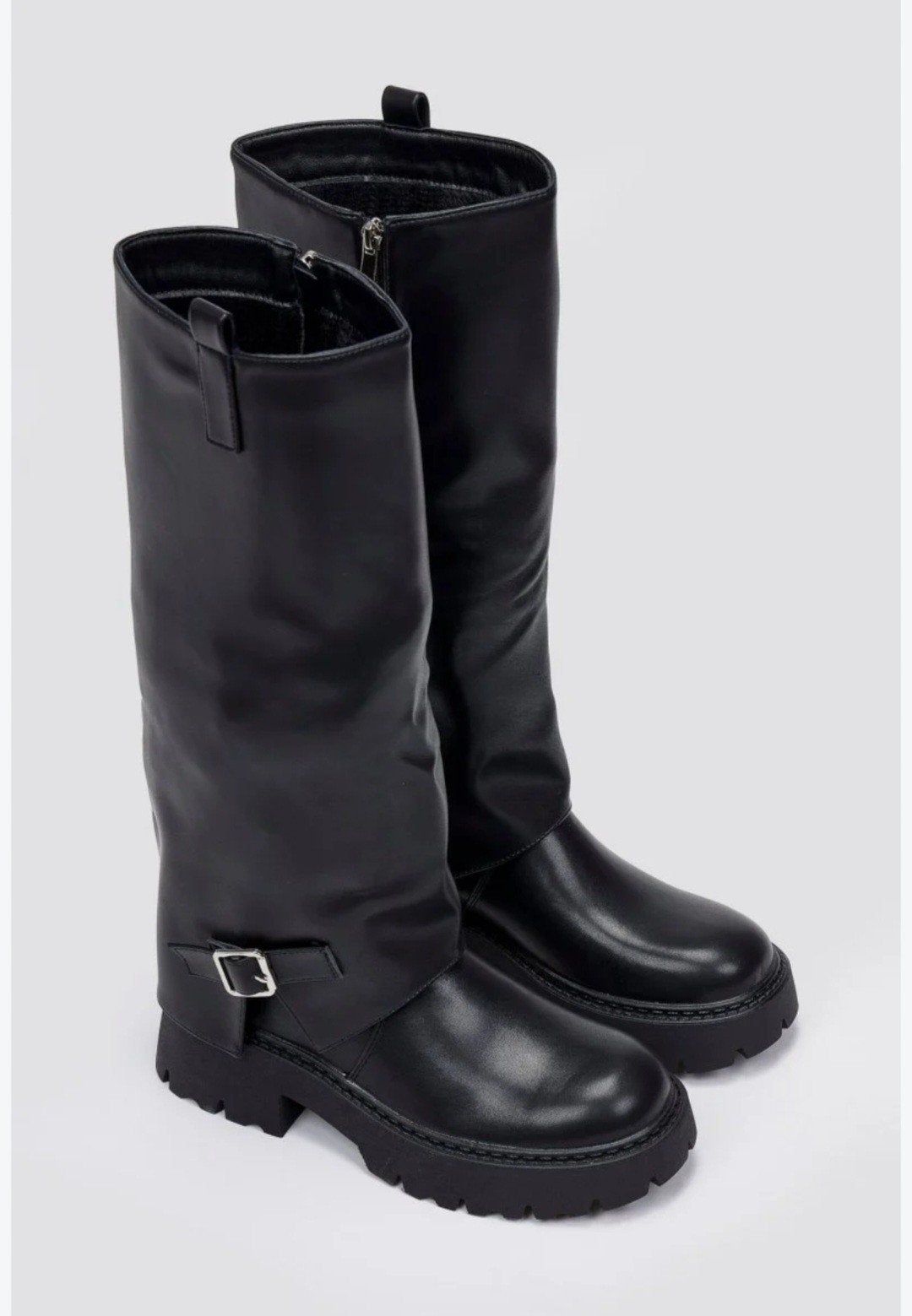 NIEUWE Gothic Y2K-vibe Super Trendy Biker Boots Hoge laarzen, Hoge laarzen, Zwart, Nieuw, Ophalen of Verzenden