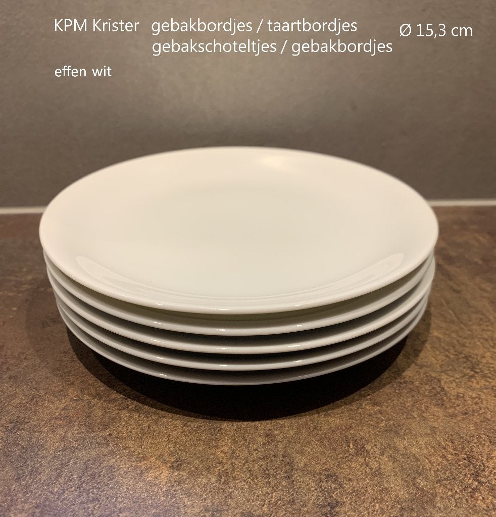 taartbordjes, gebakbordjes, gebakschoteltjes KPM Krister wit, Ophalen of Verzenden, Zo goed als nieuw, Bord(en), Overige stijlen