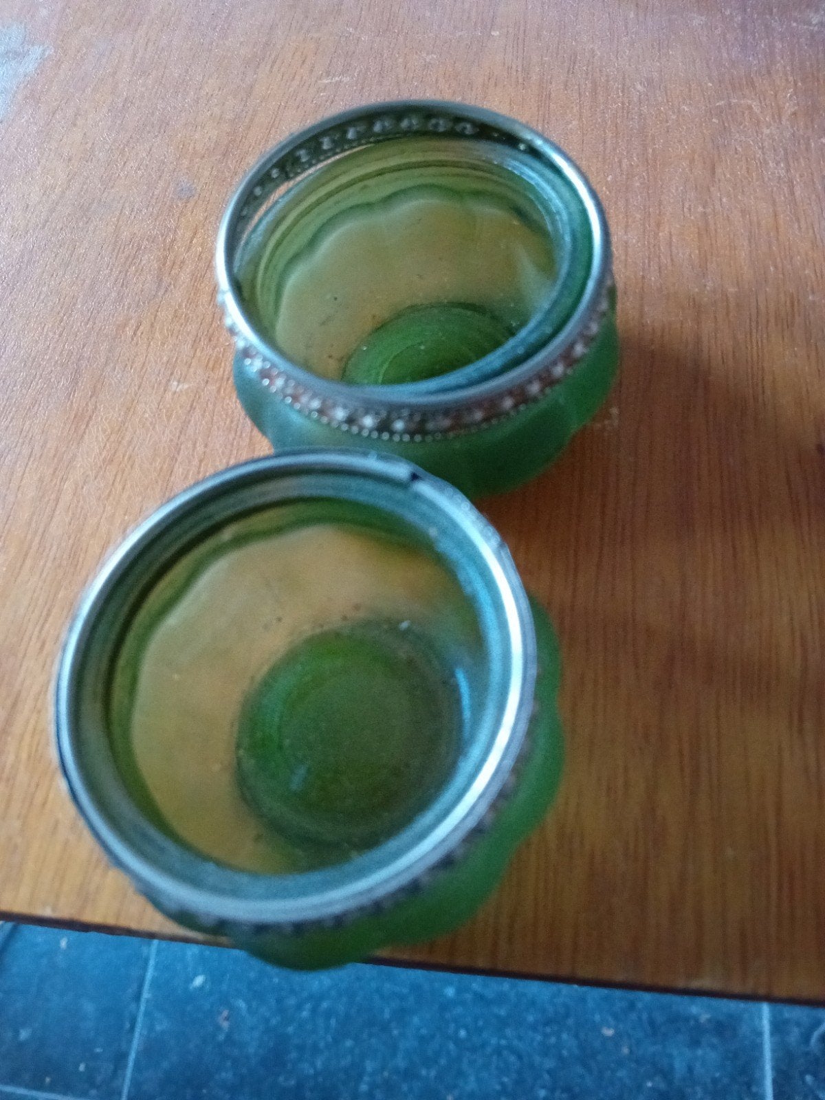 2 groene waxinelichtje houders, Ophalen