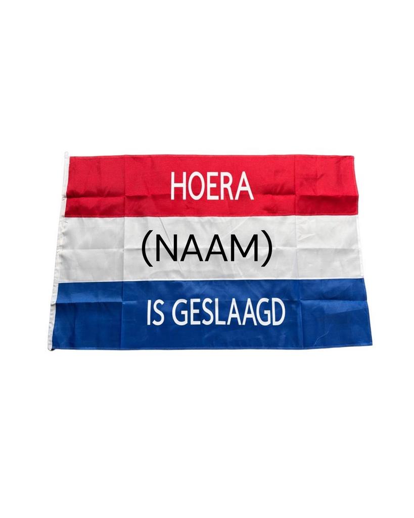 Gepersonaliseerde Nederlandse vlag Geslaagd!, Diversen, Vlaggen en Wimpels, Nieuw, Ophalen of Verzenden