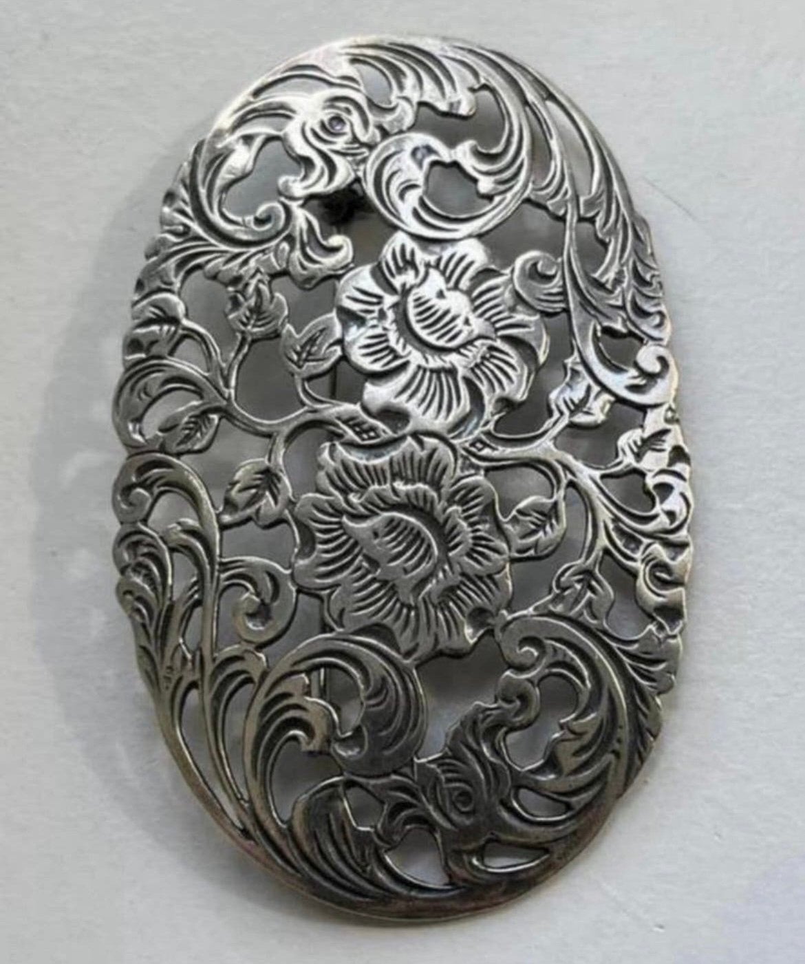 Grote zilveren 925 broche, Ophalen of Verzenden, Zo goed als nieuw, Zilver