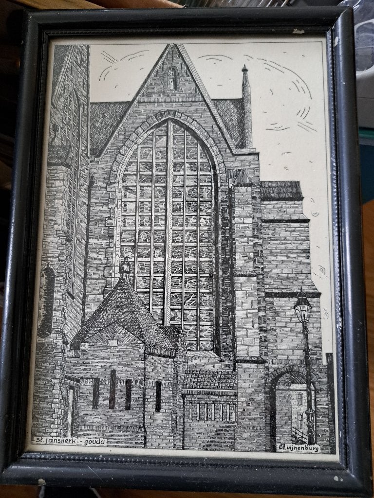 St Janskerk Gouda ( Zwijnenburg), Gebruikt, Ophalen of Verzenden, Voor 1940, Prent