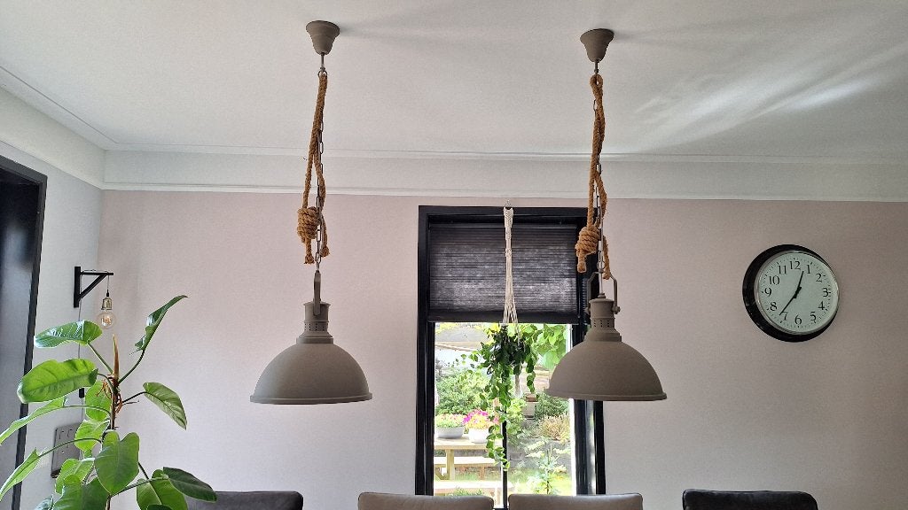 Eetkamerlampen, Huis en Inrichting, Ophalen, E27 (groot), Zo goed als nieuw, Natuurlijk materiaal